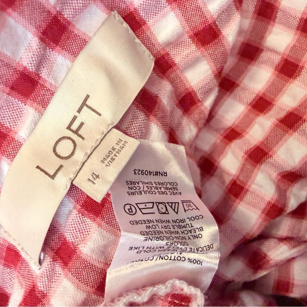 LOFT Red Checkered Gingham Woman’s Mini Dress 14 - Picture 8 of 8